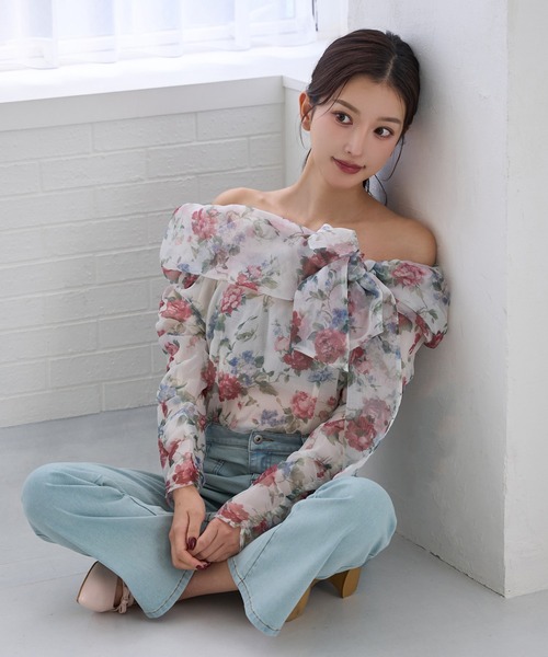 Seemi. byNICECLAUP（ シーミーバイナイスクラップ）の「【Seemi.】オフショルブラウス（シャツ/ブラウス・レディース・ピンク/ホワイト系その他/ドット・FREE）」の11枚目の写真