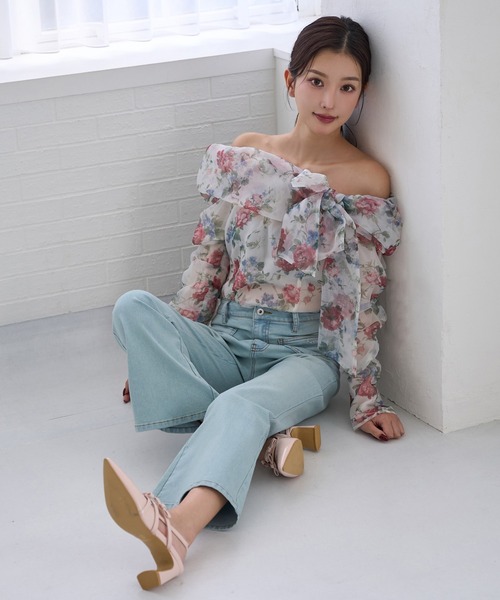 Seemi. byNICECLAUP（ シーミーバイナイスクラップ）の「【Seemi.】オフショルブラウス（シャツ/ブラウス・レディース・ピンク/ホワイト系その他/ドット・FREE）」の12枚目の写真