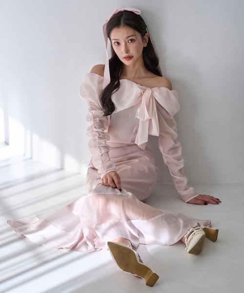 Seemi. byNICECLAUP（ シーミーバイナイスクラップ）の「【Seemi.】オフショルブラウス（シャツ/ブラウス・レディース・ピンク/ホワイト系その他/ドット・FREE）」の19枚目の写真