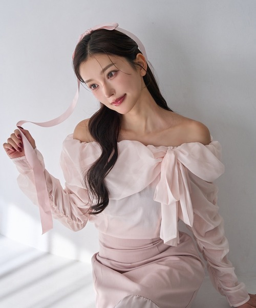 Seemi. byNICECLAUP（ シーミーバイナイスクラップ）の「【Seemi.】オフショルブラウス（シャツ/ブラウス・レディース・ピンク/ホワイト系その他/ドット・FREE）」の20枚目の写真