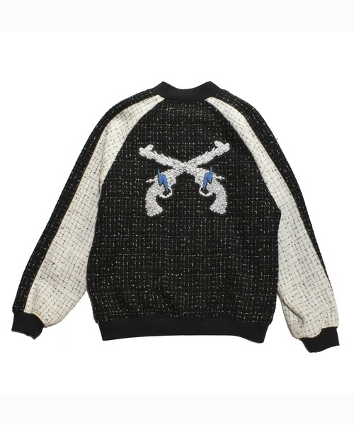 roarguns(ロアーガンズ)の「TWEED SOUVENIR JACKET DUNKWELL WAPPEN(ノーカラージャケット・メンズ・ブラック・2/3)」の2枚目の写真