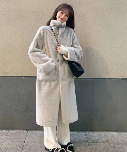 FAVORITO（ファヴォリート）の「スタンドカラーボタンでジャケット（その他アウター・レディース・ライトグレー・F）」の9枚目の写真