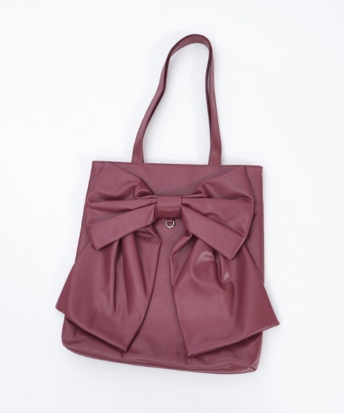 axes femme（アクシーズファム）の「タテ型ビッグリボン合皮トート（トートバッグ・レディース・ワイン/サックスブルー/ブラック/キナリ/ラベンダー・FREE）」の14枚目の写真