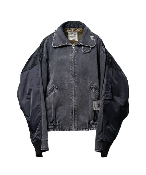 Maison MIHARA YASUHIRO(メゾンミハラヤスヒロ)の「Front Back Combined Zip-up Jacket(ブルゾン・レディース・ブラック/ベージュ・38)」の1枚目の写真