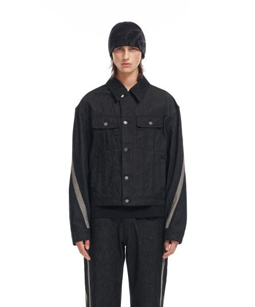 ADDOFF(アドオフ)の「WAVE CURL LINE DENIM JACKET BLACK(デニムジャケット・レディース・その他・LARGE/MEDIUM/SMALL)」の1枚目の写真