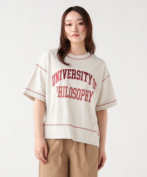 BEAMS HEART(ビームスハート)の「配色 ロゴ スウェット プルオーバー(Tシャツ/カットソー・レディース・チャコールグレー/ホワイト系その他5/ピンク・FREE)」の6枚目の写真