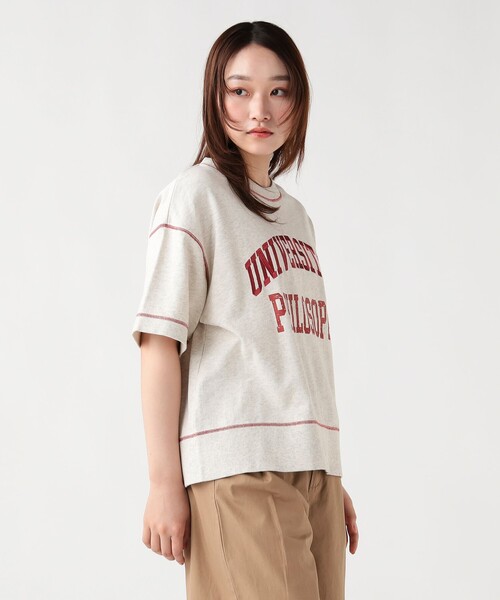BEAMS HEART(ビームスハート)の「配色 ロゴ スウェット プルオーバー(Tシャツ/カットソー・レディース・チャコールグレー/ホワイト系その他5/ピンク・FREE)」の7枚目の写真
