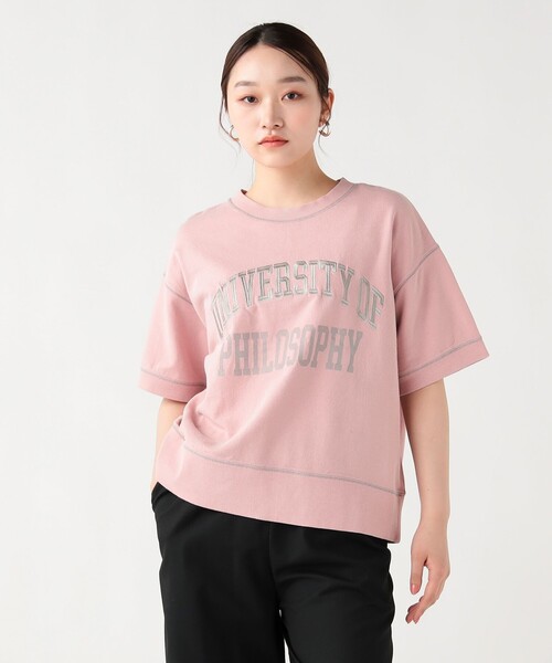 BEAMS HEART(ビームスハート)の「配色 ロゴ スウェット プルオーバー(Tシャツ/カットソー・レディース・チャコールグレー/ホワイト系その他5/ピンク・FREE)」の14枚目の写真