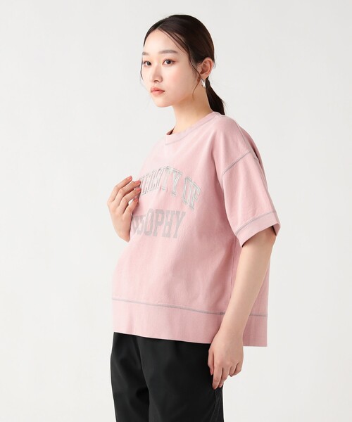 BEAMS HEART(ビームスハート)の「配色 ロゴ スウェット プルオーバー(Tシャツ/カットソー・レディース・チャコールグレー/ホワイト系その他5/ピンク・FREE)」の15枚目の写真
