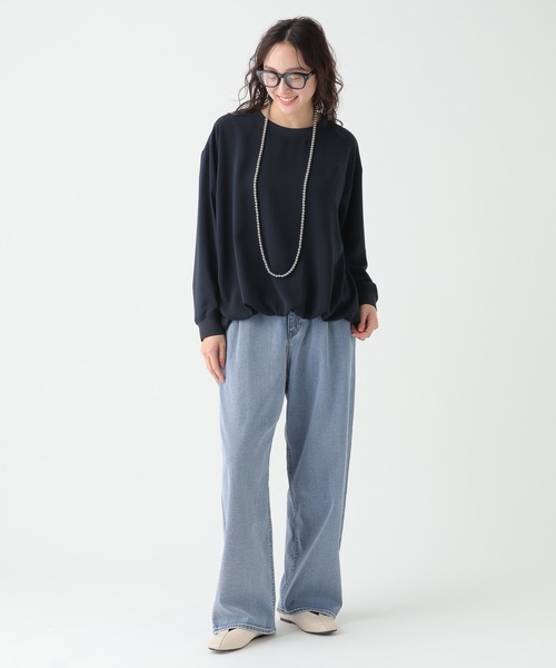 Elura（エルーラ）の「リブコンビバルーンプルオーバー/654107（Tシャツ/カットソー・レディース・ホワイト/ネイビー・FREE）」の6枚目の写真