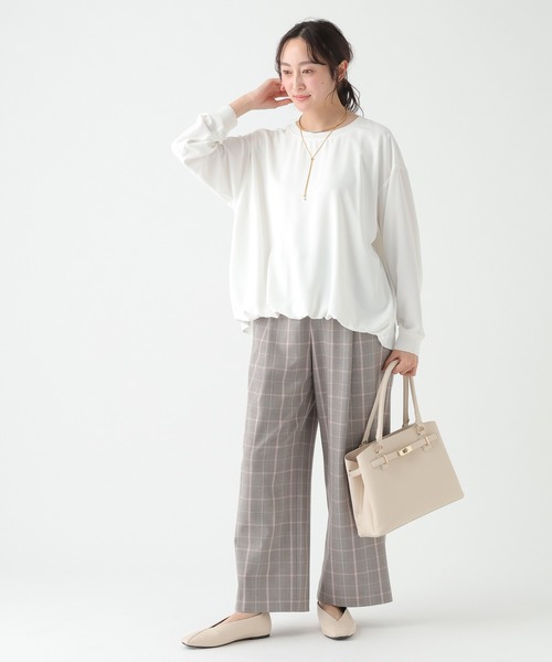 Elura（エルーラ）の「リブコンビバルーンプルオーバー/654107（Tシャツ/カットソー・レディース・ホワイト/ネイビー・FREE）」の4枚目の写真