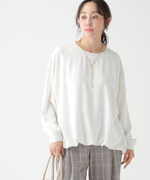 Elura（エルーラ）の「リブコンビバルーンプルオーバー/654107（Tシャツ/カットソー・レディース・ホワイト/ネイビー・FREE）」の3枚目の写真