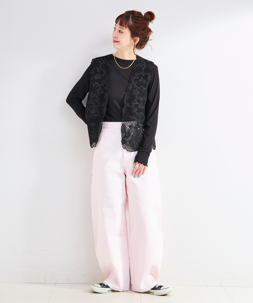 B.C STOCK（ベーセーストック）の「コード刺繍ベスト（ベスト・レディース・ブラック/ホワイト・FREE）」の3枚目の写真