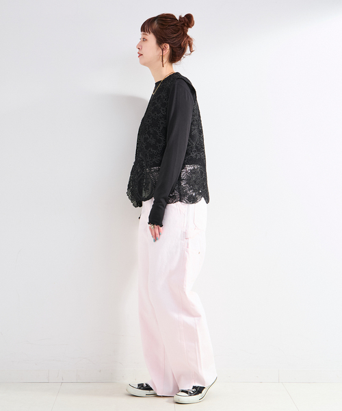 B.C STOCK（ベーセーストック）の「コード刺繍ベスト（ベスト・レディース・ブラック/ホワイト・FREE）」の5枚目の写真