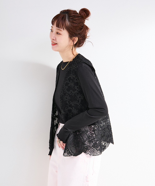 B.C STOCK（ベーセーストック）の「コード刺繍ベスト（ベスト・レディース・ブラック/ホワイト・FREE）」の8枚目の写真