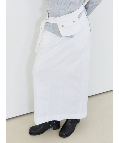 ETMON(エトモン)の「Belt Pintuck Long Skirt, White(スカート・レディース・その他・M/S)」の2枚目の写真