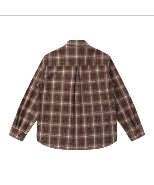 SOLEW(ソル)の「リラックスフィットフランネルチェックシャツ_ブラウン(シャツ/ブラウス・メンズ・その他・1/2/4/3)」の2枚目の写真
