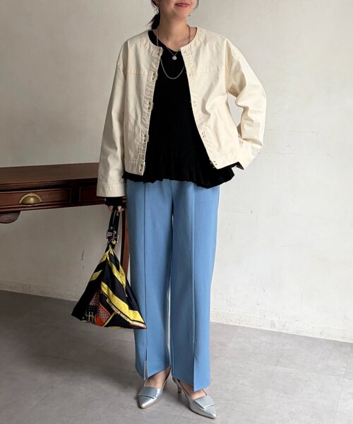 Chez toi（シェトワ）の「GLDフックノーカラーGジャン（ブルゾン・レディース・アイボリー/ベージュ/インディゴブルー/ブルー・FREE）」の12枚目の写真