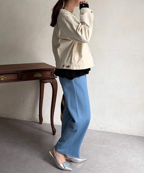 Chez toi（シェトワ）の「GLDフックノーカラーGジャン（ブルゾン・レディース・アイボリー/ベージュ/インディゴブルー/ブルー・FREE）」の14枚目の写真