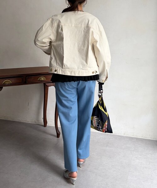 Chez toi（シェトワ）の「GLDフックノーカラーGジャン（ブルゾン・レディース・アイボリー/ベージュ/インディゴブルー/ブルー・FREE）」の15枚目の写真