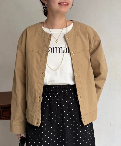 Chez toi（シェトワ）の「GLDフックノーカラーGジャン（ブルゾン・レディース・アイボリー/ベージュ/インディゴブルー/ブルー・FREE）」の16枚目の写真