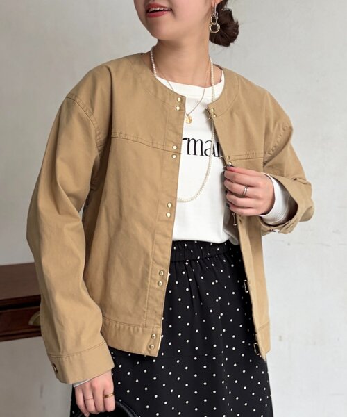 Chez toi（シェトワ）の「GLDフックノーカラーGジャン（ブルゾン・レディース・アイボリー/ベージュ/インディゴブルー/ブルー・FREE）」の18枚目の写真