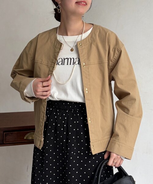 Chez toi（シェトワ）の「GLDフックノーカラーGジャン（ブルゾン・レディース・アイボリー/ベージュ/インディゴブルー/ブルー・FREE）」の19枚目の写真