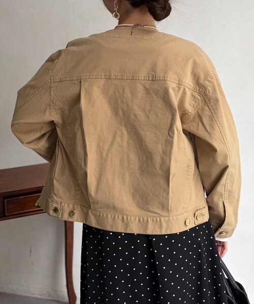 Chez toi（シェトワ）の「GLDフックノーカラーGジャン（ブルゾン・レディース・アイボリー/ベージュ/インディゴブルー/ブルー・FREE）」の21枚目の写真