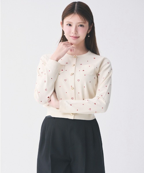 CELFORD(セルフォード)の「【UVカット】ハート刺繍ポケットカーディガン(カーディガン/ボレロ・レディース・オフホワイト/ライトベージュ/ブラック・F)」の3枚目の写真