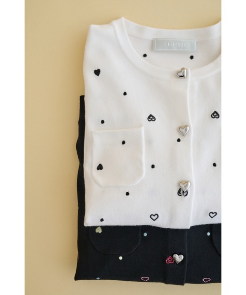 UVカット】ハート刺繍ポケットカーディガン（カーディガン/ボレロ