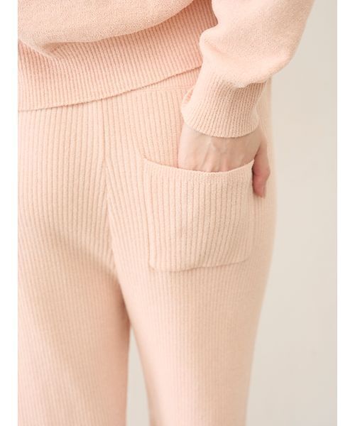 SNIDEL HOME（スナイデルホーム）の「ニットフリルロングパンツ（ルームウェア/パジャマ・レディース・ミント/コーラル/アイボリー・F）」の7枚目の写真