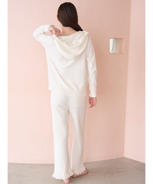 SNIDEL HOME（スナイデルホーム）の「ニットフリルロングパンツ（ルームウェア/パジャマ・レディース・ミント/コーラル/アイボリー・F）」の18枚目の写真