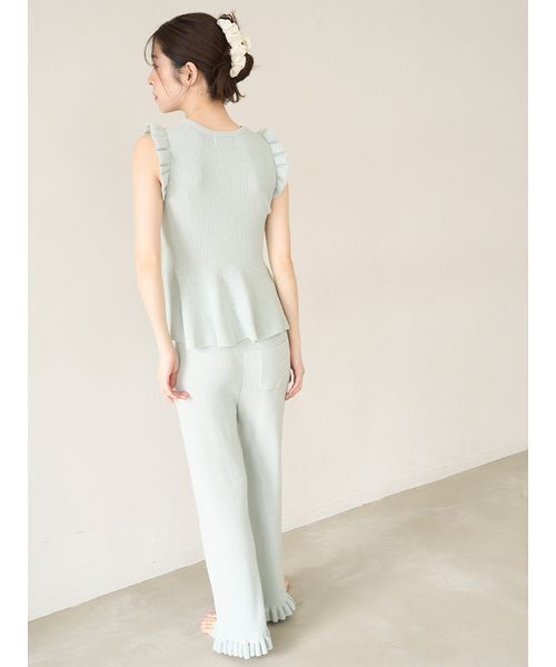 SNIDEL HOME（スナイデルホーム）の「ニットフリルロングパンツ（ルームウェア/パジャマ・レディース・ミント/コーラル/アイボリー・F）」の22枚目の写真