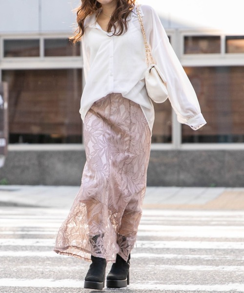 GORGE（ゴージ）の「《総レース×マーメイド》ロングスカート きれいめ フェミニン 春◎（スカート・レディース・ベージュ/ブラック/オフホワイト・F）」の4枚目の写真