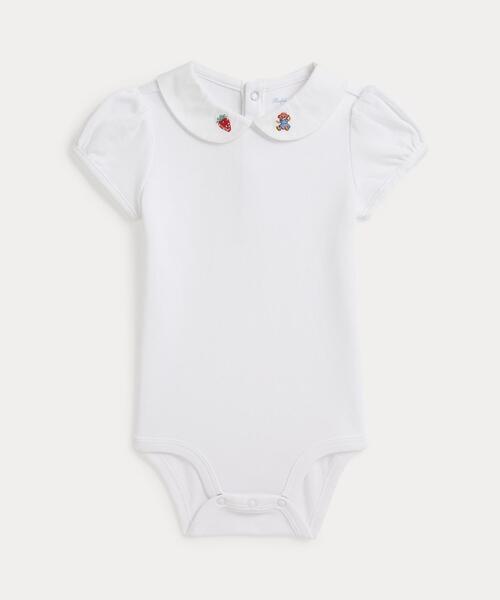 POLO RALPH LAUREN CHILDRENSWEAR(ポロ ラルフ ローレン チルドレンズウェア)の「エンブロイダリーカラー コットン ボディスーツ(ロンパース・キッズ・ホワイト・12M/6M/9M)」の1枚目の写真