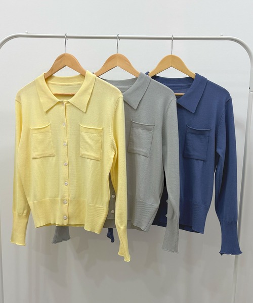 Futier land（フューティアランド）の「ポケット付きポロニット（カーディガン/ボレロ・レディース・ブルー/グレー/イエロー・FREE）」の8枚目の写真