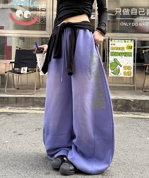 Ressaca(レサーカ)の「ワイドシルエットユーズド加工ロゴスウェットパンツ(スウェットパンツ・レディース・ブラック/パープル・M/L)」の7枚目の写真