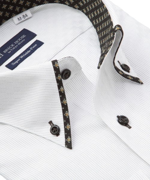 TOKYO SHIRTS（トウキョウシャツ）の「【超形態安定】 形態安定ノンアイロン ボタンダウン 長袖ビジネスワイシャツ（ビジネスシャツ・メンズ・グレー・首回り37cm-裄丈84cm/首回り39cm-裄丈80cm/首回り39cm-裄丈84cm/首回り41cm-裄丈82cm/首回り41cm-裄丈86cm/首回り42cm-裄丈82cm/首回り42cm-裄丈86cm/首回り43cm-裄丈82cm/首回り43cm-裄丈86cm/首回り37cm-裄丈80cm）」の2枚目の写真