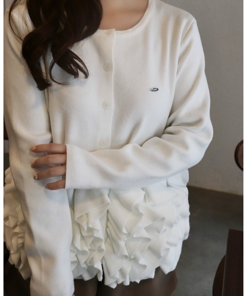 mellowneon（メロウネオン）の「ペプラムフリルニットカーディガン（ニット/セーター・レディース・アイボリー・FREE）」の9枚目の写真