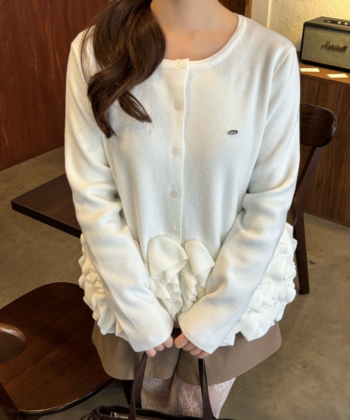 mellowneon（メロウネオン）の「ペプラムフリルニットカーディガン（ニット/セーター・レディース・アイボリー・FREE）」の18枚目の写真