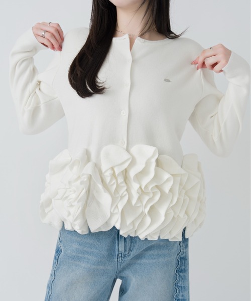 mellowneon（メロウネオン）の「ペプラムフリルニットカーディガン（ニット/セーター・レディース・アイボリー・FREE）」の13枚目の写真