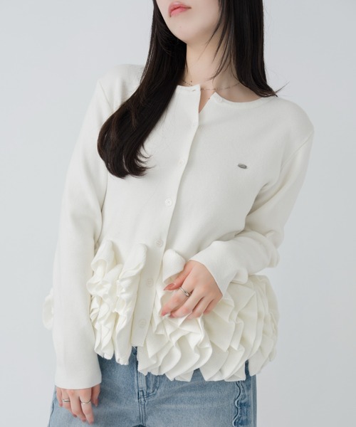 mellowneon（メロウネオン）の「ペプラムフリルニットカーディガン（ニット/セーター・レディース・アイボリー・FREE）」の15枚目の写真