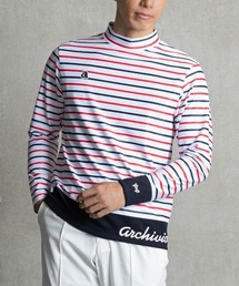 <MENS>ボーダーモックネックプルオーバー