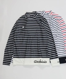 ＜MENS>ボーダーモックネックプルオーバー