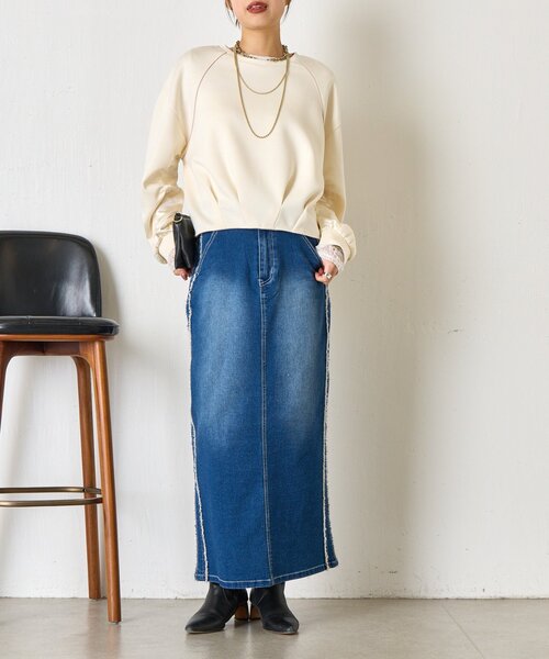 Jena espace merveilleux(ジェナ エスパスメルヴェイユ)の「袖サテンギャザープルオーバー(Tシャツ/カットソー・レディース・ネイビー/ベージュ/アイボリー・FREE)」の5枚目の写真