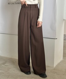 DAY CLOSET（デイ クローゼット）の「【大きいサイズ有/バックゴム/タック入り】きれいめ 美脚 ツイル ハイウエスト ワイドパンツ スラックス レディース（スラックス）」