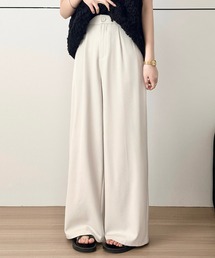 DAY CLOSET（デイ クローゼット）の「【大きいサイズ有/バックゴム/タック入り】きれいめ 美脚 ツイル ハイウエスト ワイドパンツ スラックス レディース（スラックス）」