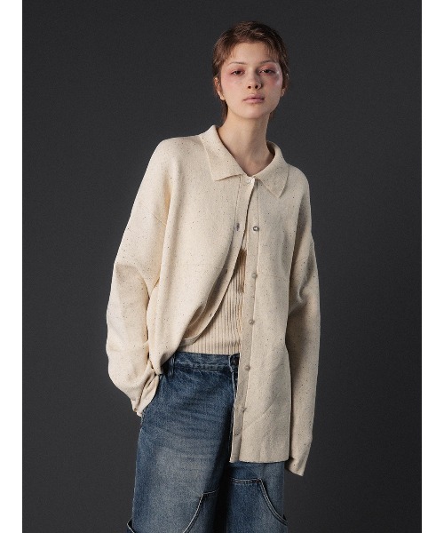 ELCHELE(エルチェレ)の「NEP KNIT OVER SHIRT(ニット/セーター・レディース・サックスブルー/オートミール/レッド・FREE)」の6枚目の写真