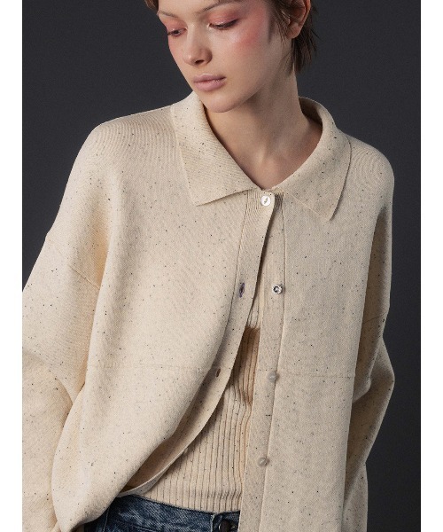 ELCHELE(エルチェレ)の「NEP KNIT OVER SHIRT(ニット/セーター・レディース・サックスブルー/オートミール/レッド・FREE)」の5枚目の写真