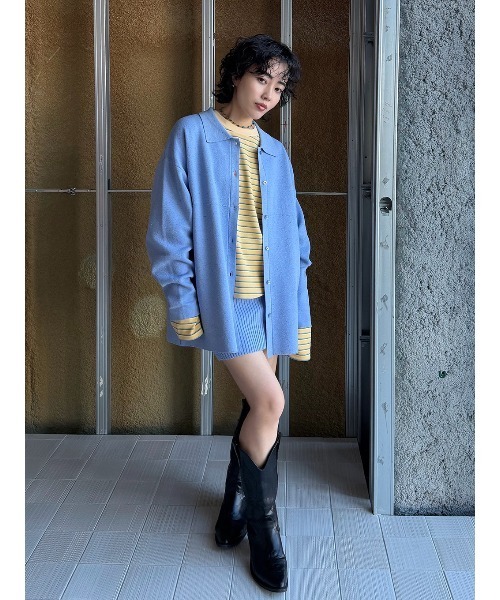 ELCHELE(エルチェレ)の「NEP KNIT OVER SHIRT(ニット/セーター・レディース・サックスブルー/オートミール/レッド・FREE)」の14枚目の写真